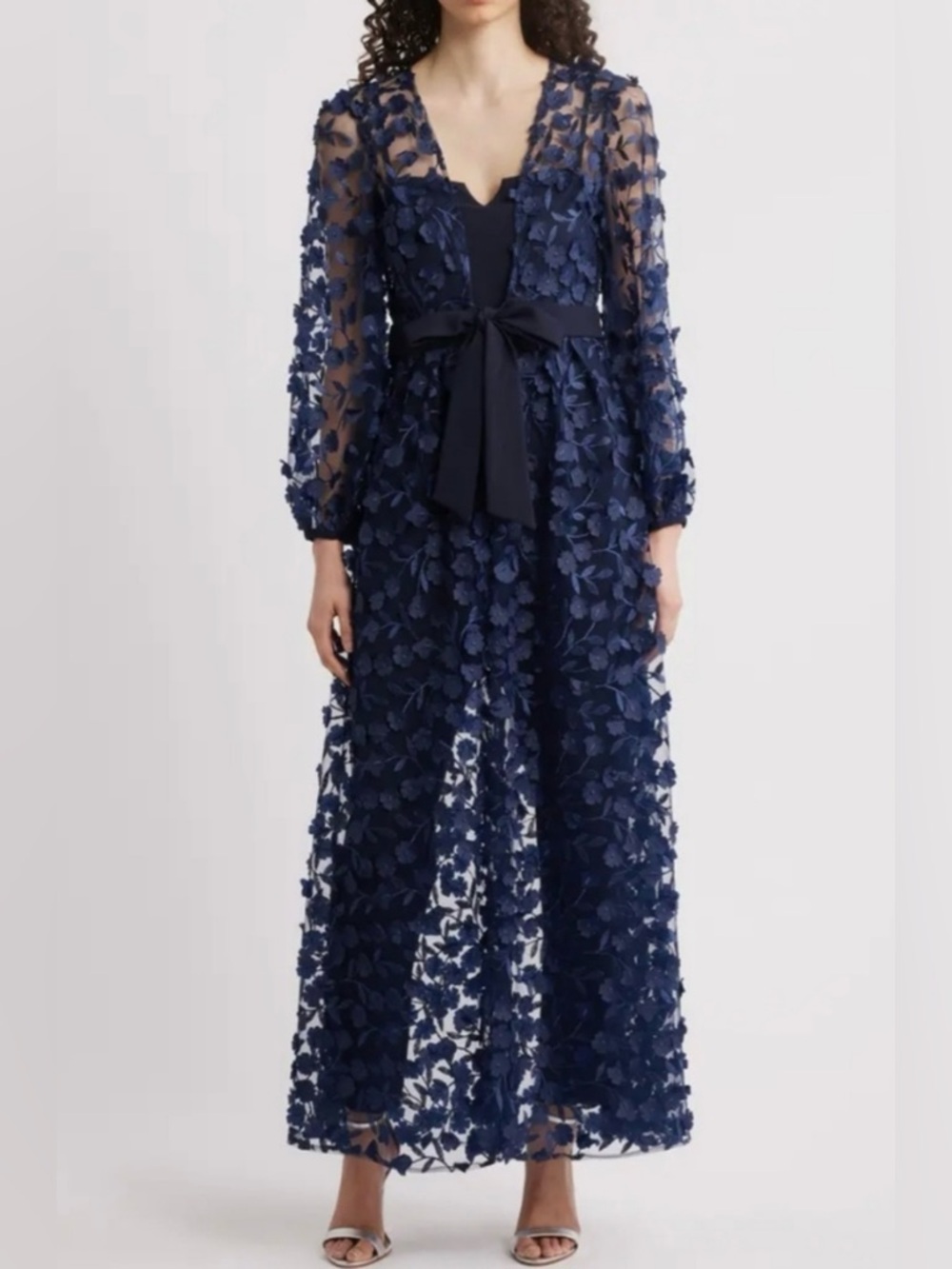 Julia Jordan pantsuit two piece ensemble with floral appliqué overlay jacket